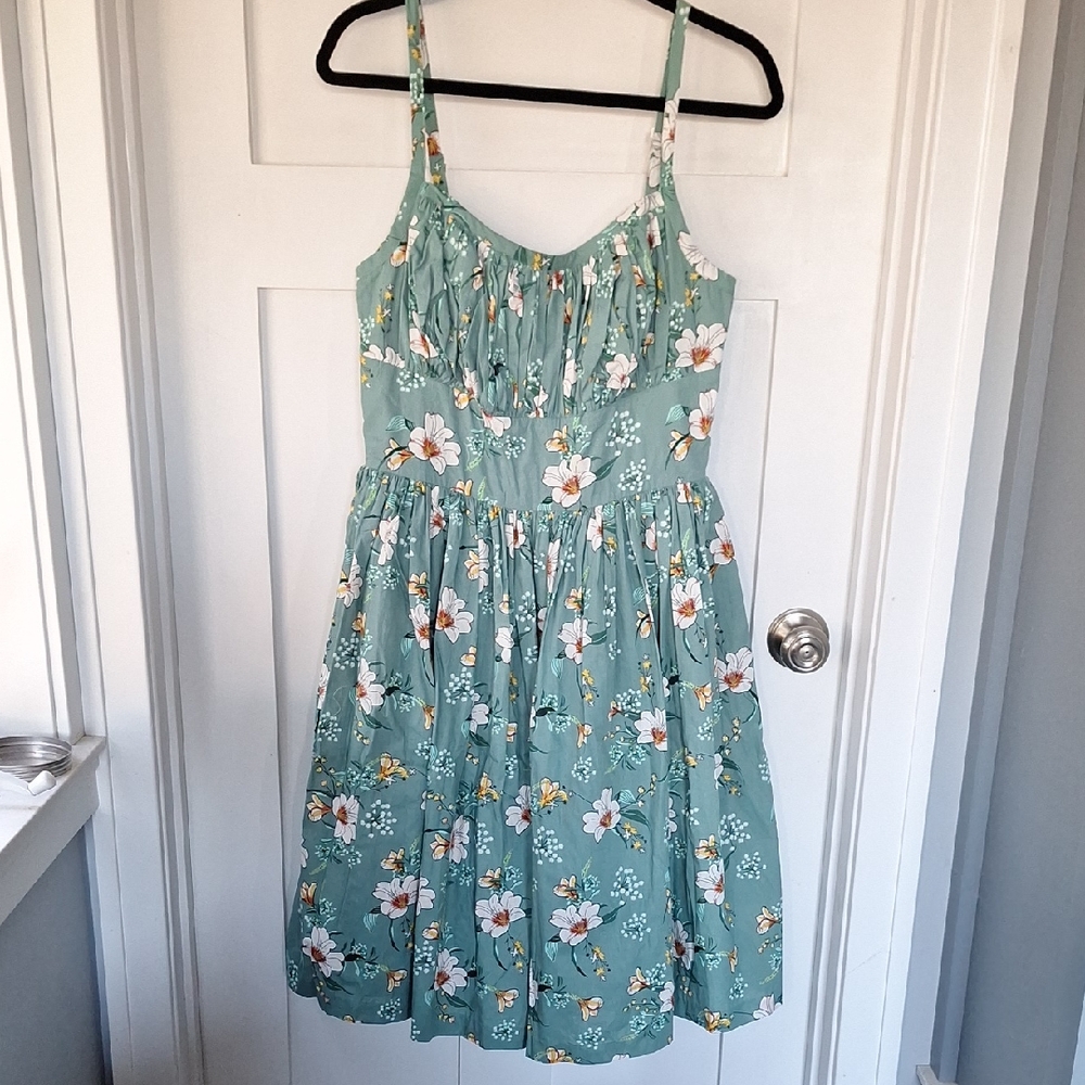 Floral Green Casual Dress